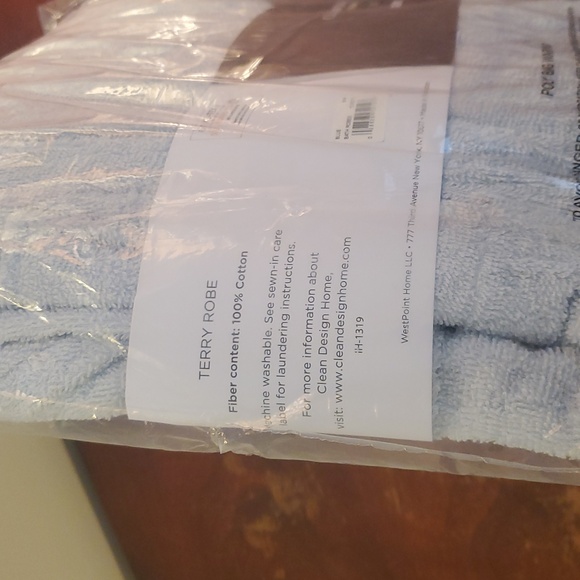 Clean Design Hone x Martex Low Lint 100% Cotton Robe S/M Light Blue - Picture 6 of 7